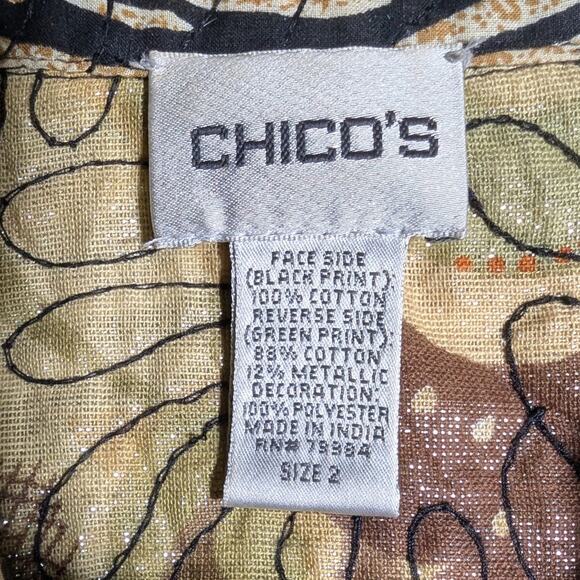 Vtg 1990s Chico's Beige Quilted Zebra Print Open Front Casual Jacket Sz 2 M - Picture 4 of 4